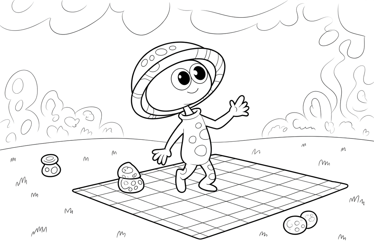 Martian picnic blanket – Martian Outdoor Fun coloring page