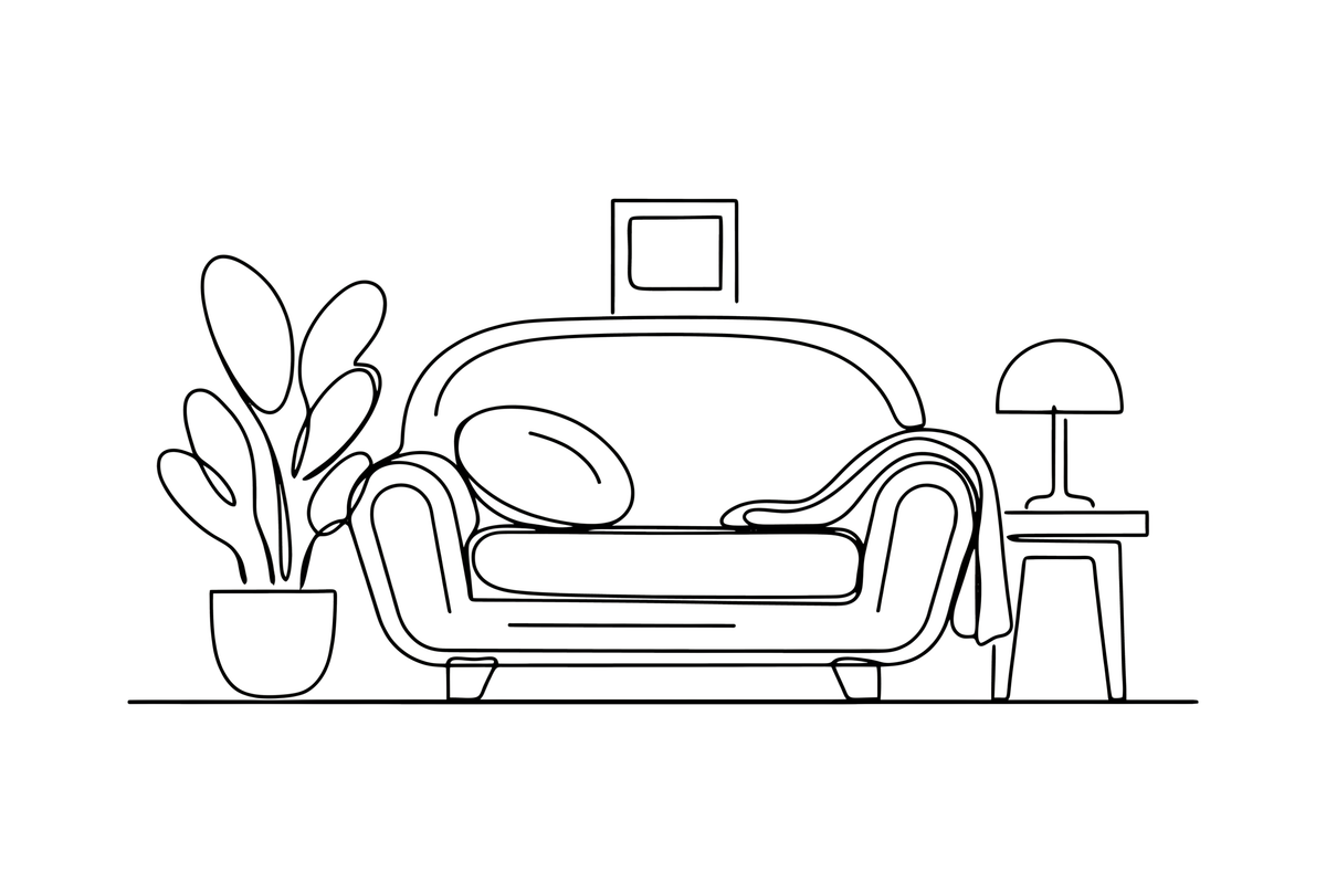 One big cozy armchair, close up – Around the House Object coloring page