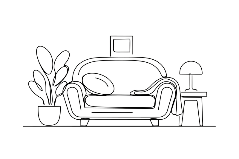 One big cozy armchair, close up – Around the House Object coloring page
