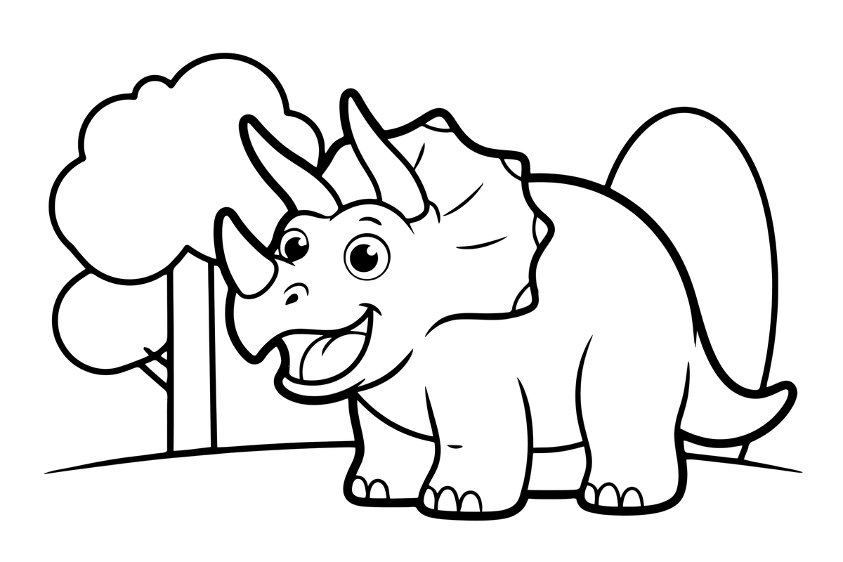 Triceratops roaring – Triceratops Dinosaur Scenes coloring page