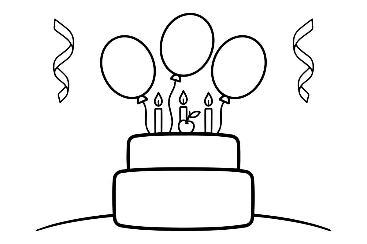A cake topped with a cherry and candles – Birthday Cake Wishes coloring page