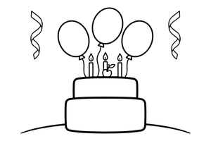 A cake topped with a cherry and candles – Birthday Cake Wishes coloring page