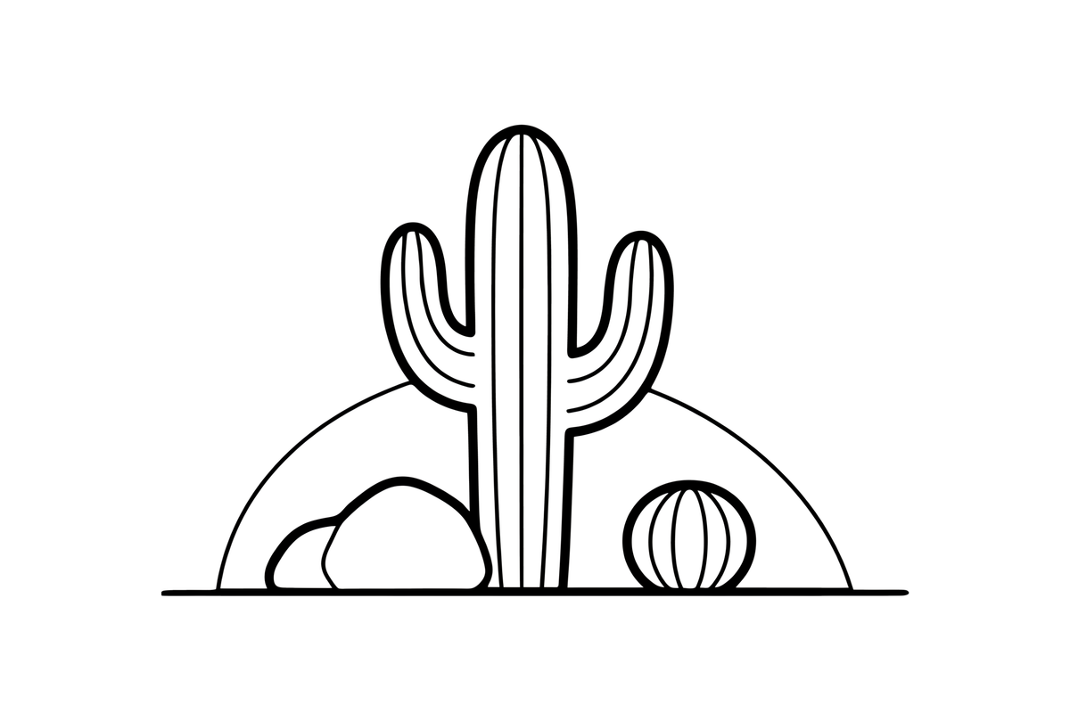 A tall saguaro cactus – Vibrant Cacti & Succulents coloring page