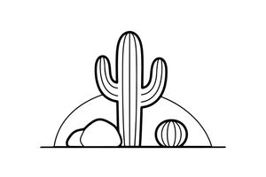 A tall saguaro cactus – Vibrant Cacti & Succulents coloring page