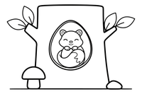 A squirrel curled up in a hole in a tree – Animal Homes coloring page
