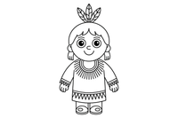 A Native American in traditional dress with feathers (respectful) – Cultures coloring page