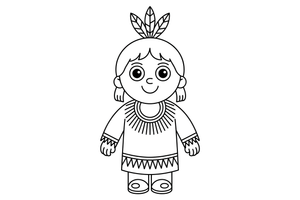 A Native American in traditional dress with feathers (respectful) – Cultures coloring page