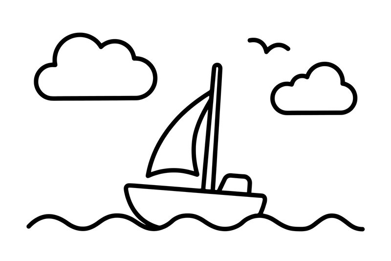 A sailboat leaning in the wind – Water Watercraft coloring page
