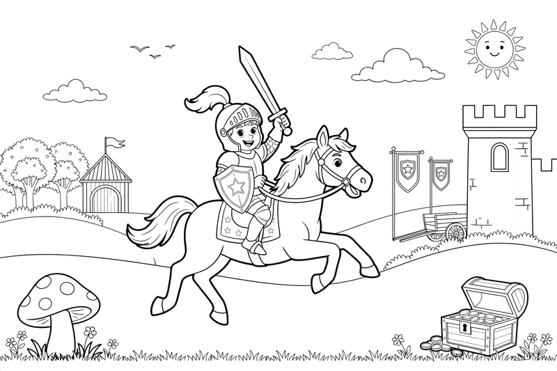 Knight riding a horse – Knight Knight Campaign coloring page