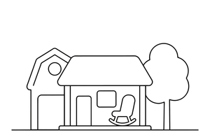A farmhouse porch with a rocking chair – Farmhouse coloring page