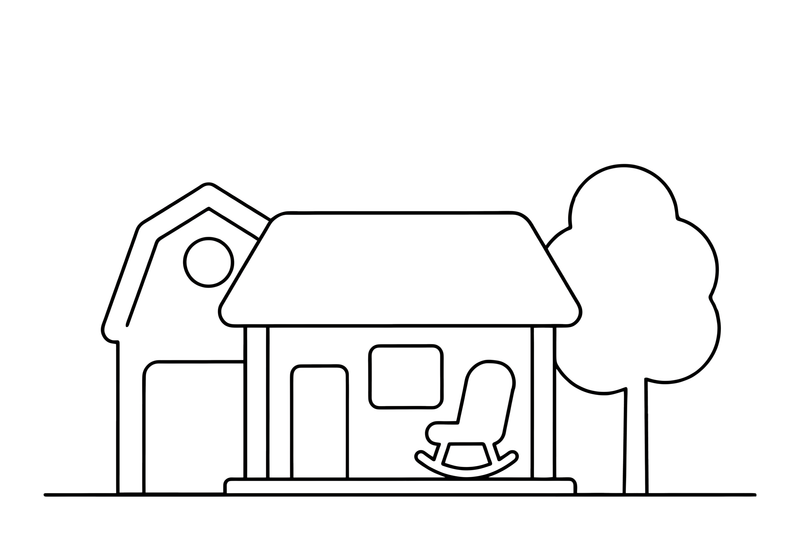 A farmhouse porch with a rocking chair – Farmhouse coloring page