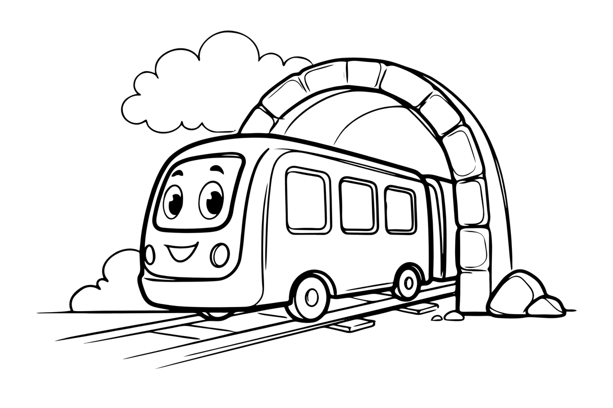 A subway train coming out of a tunnel – Rail Rail coloring page