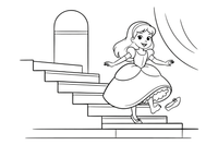 Cinderella running down the stairs as one glass slipper falls off – Charming Cinderella Story coloring page