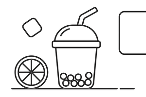 A bubble tea with round pearls at the bottom – Refreshing Drinks coloring page