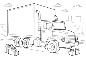 Truck a delivery truck with parcels – Truck City Haulers coloring page