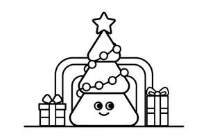 A Christmas tree with a string of lights – Christmas tree coloring page