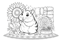 A hamster nibbling a sunflower seed – Hamster coloring page