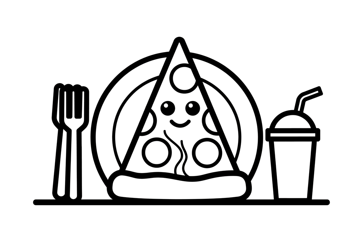 A single slice of pizza with cheese strings – Delicious Pizza Meal coloring page