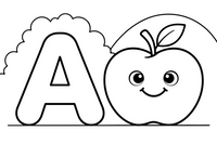 Letter A with a big apple – Alphabet Alphabet coloring page