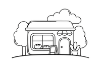 Front Window Bakery – Cozy Bakery Place coloring page