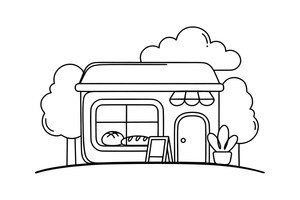 Front Window Bakery – Cozy Bakery Place coloring page