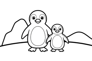 A mama penguin with her chick – Penguin Arctic Adventure coloring page