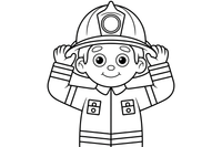 A firefighter putting on a helmet – Fire Station coloring page