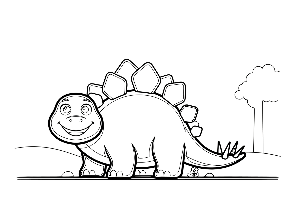 Stegosaurus jungle – Stegosaurus Dinosaur Playtime coloring page