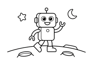 A robot walking on the moon – Dynamic Robot Robot coloring page