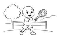Player swinging a racket to hit the ball – Tennis Tennis coloring page