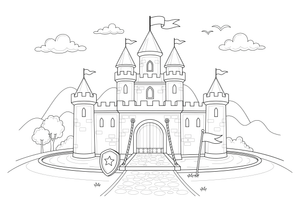 A big castle with tall towers – Castle coloring page