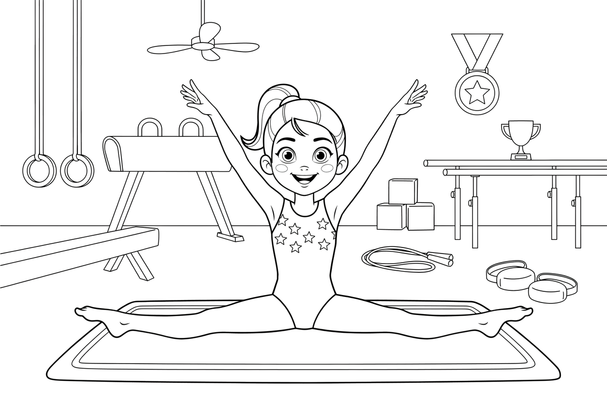 A gymnast doing the splits – Gymnastics Gymnastics coloring page