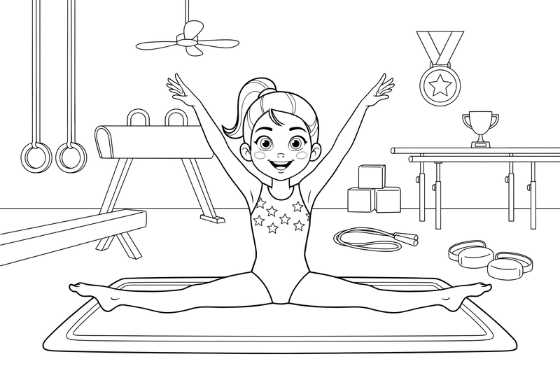 A gymnast doing the splits – Gymnastics Gymnastics coloring page