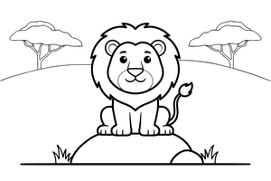 A lion sitting on a rock like a king – Lion Majesty coloring page
