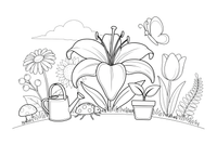 One big lily with pointed petals and long stamens – Popular Flowers coloring page