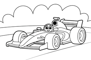 Formula 1 with a speedometer – Formula 1 Competition Scenes coloring page