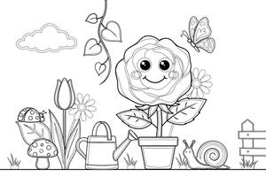 A single rose in full bloom – Elegant Rose Flower coloring page