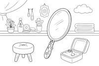 A hand mirror with a decorated handle – Elegant Beauty & Accessories coloring page