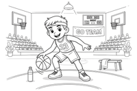 A player dribbling a basketball – Dynamic Basketball Players coloring page