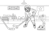 A player passing the puck – Dynamic Hockey Scenes coloring page
