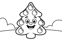 Christmas Tree decorated with baubles – Christmas Winter Decorations coloring page