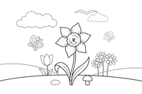 One big daffodil with a trumpet center – Spring Flower coloring page