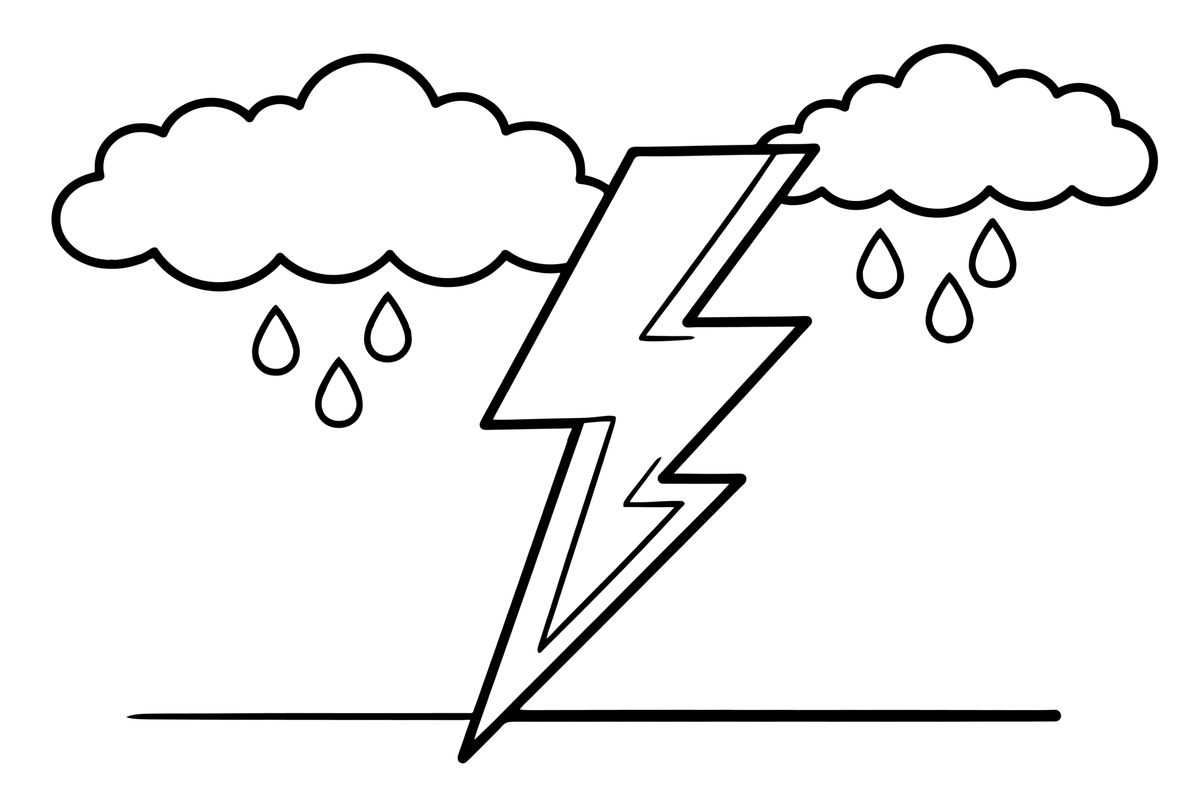 A single zigzag lightning bolt – Stormy Sky & Weather coloring page