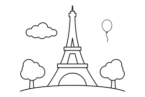 The Eiffel Tower in Paris – Famous Landmarks coloring page
