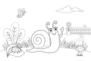 A snail peeking out of its shell – Snail coloring page