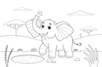 An elephant flapping its big ears – Gentle Elephant Wild coloring page