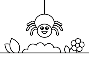 A spider hanging from a single thread – Spiders coloring page