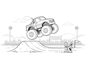 A monster truck doing a big jump – Sport Sport Cars coloring page