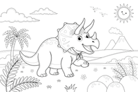 Triceratops roaring – Triceratops Dinosaur Scenes coloring page