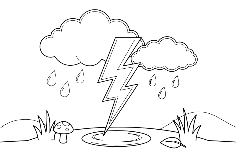 A single zigzag lightning bolt – Stormy Sky & Weather coloring page